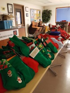 Skagit County Community Giving Piles of Stockings