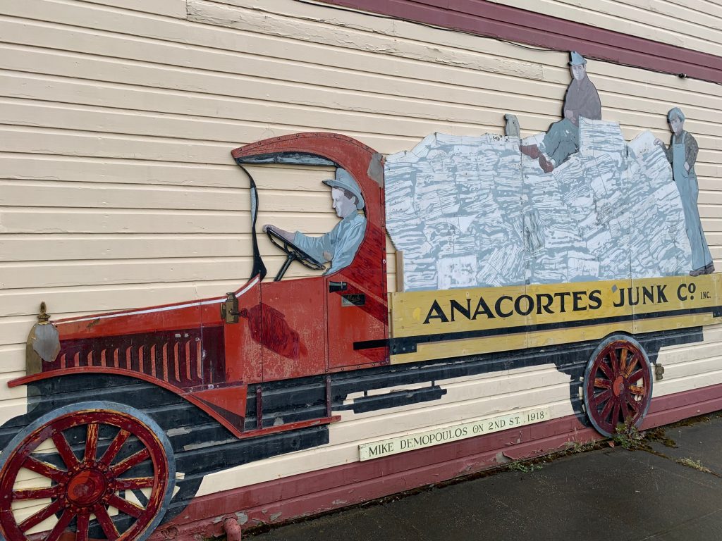 Anacortes murals history Mike Demopolous junk truck
