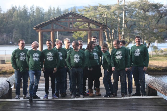 Highland pipe and drum instructors and staff strike a pose at the 2018 Winter School - one of the Celtic Arts Foundation's signature programs.