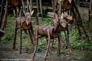 log reindeer at Henderson Holly Farm