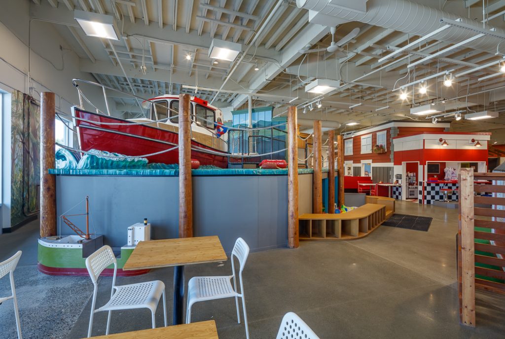 Children’s Museum of Skagit County's dining area with a big boat