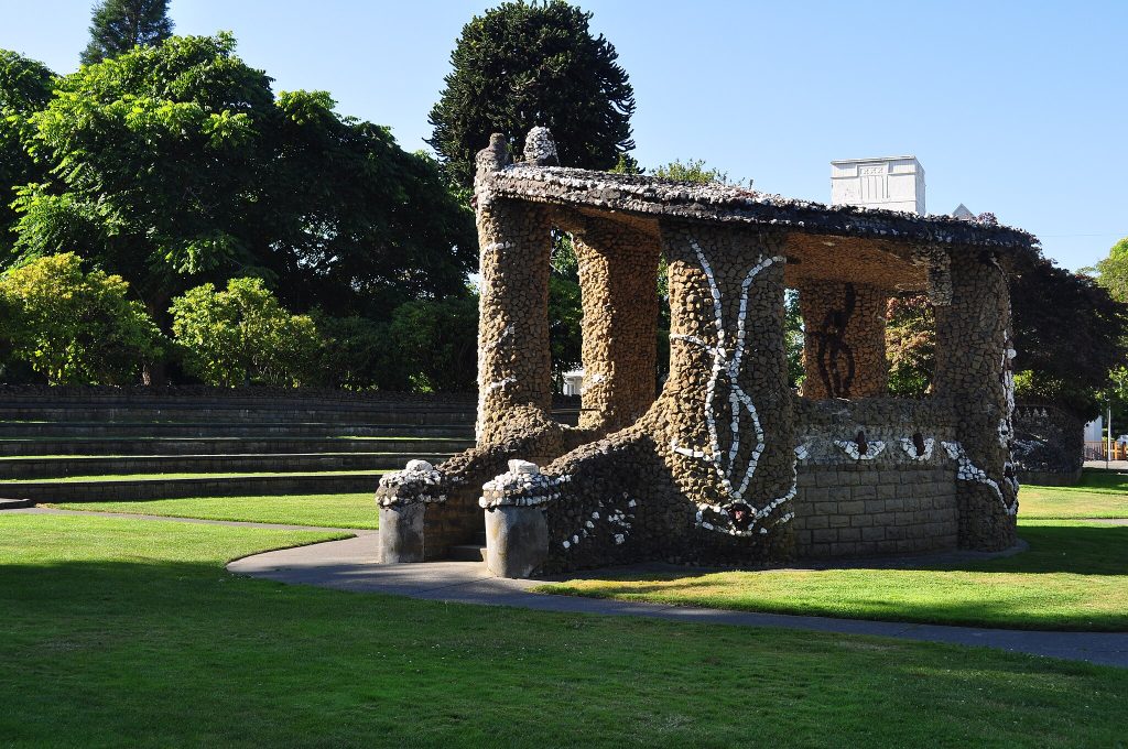 large stone structure in an outdoor amphitheater at Causland Memorial Park