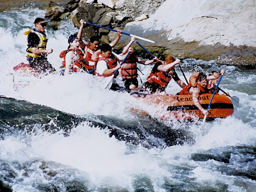 Vintage picture of youth white water rafting at a summer camp at Youth Dynamics in Anacortes