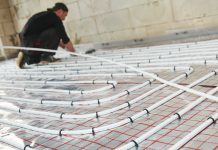 underfloor heating installation. Warm floor heating system